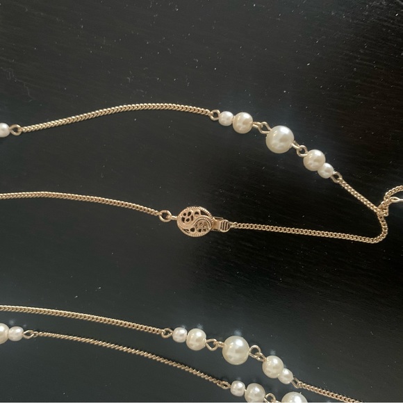 NWT LC Lauren Conrad Long Necklace Gold with Pearl-like accents - Picture 6 of 6